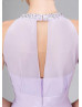 Lilac Chiffon Jewel Neckline Hi Low Short Prom Dress